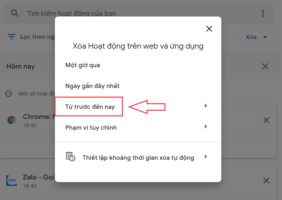 hướng dẫn cách xóa lịch sử tìm kiếm trên chrome