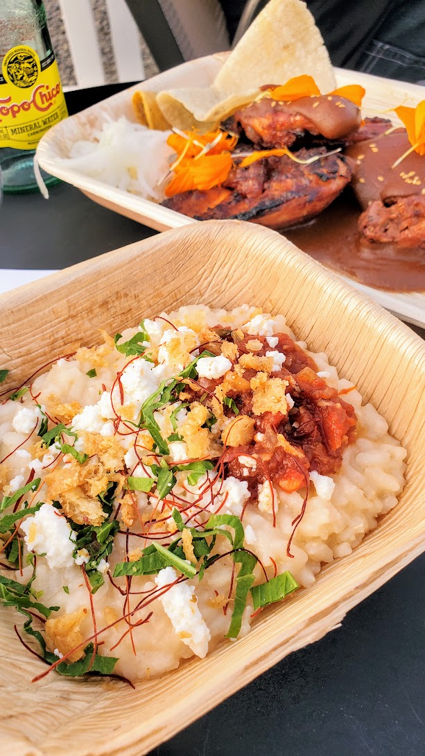 The Lot Zidell yards was the location for Feast Portland's Dinner and a Movie event, Feast Flicks. Republica and Like Water for Chocolate were the dinner and movie pairings for tonight. Here's Side of Arroz Mexicano courtesy of Chef Matt Sigler helping out his bestie Chef Lauro Romero