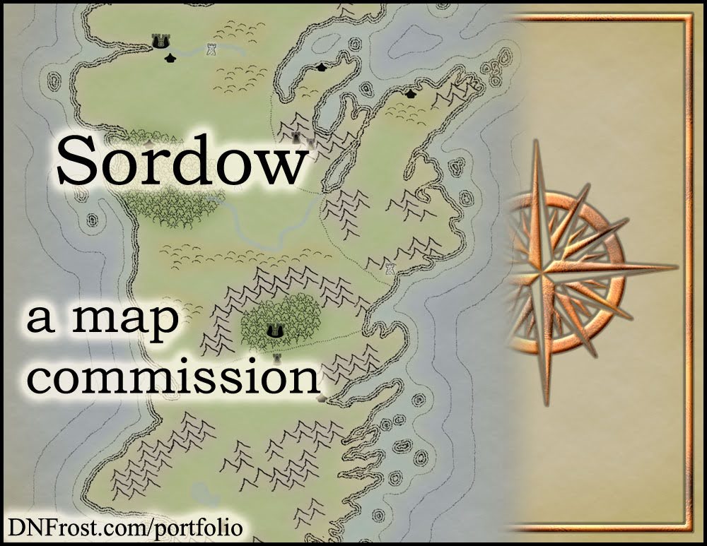 Sordow: mapping the mythic isles for fantasy writer David Glenn www.DNFrost.com/portfolio A map commission by D.N.Frost @DNFrost13 Part 1 of a series.