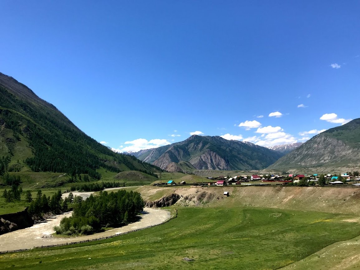 View of Chibit from the trail up to altai mountains 