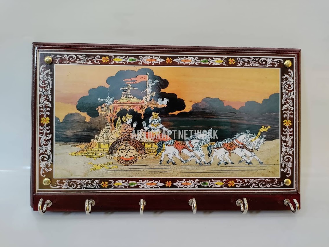 Handpainted Wooden Home Decoration Painting with Key Holder