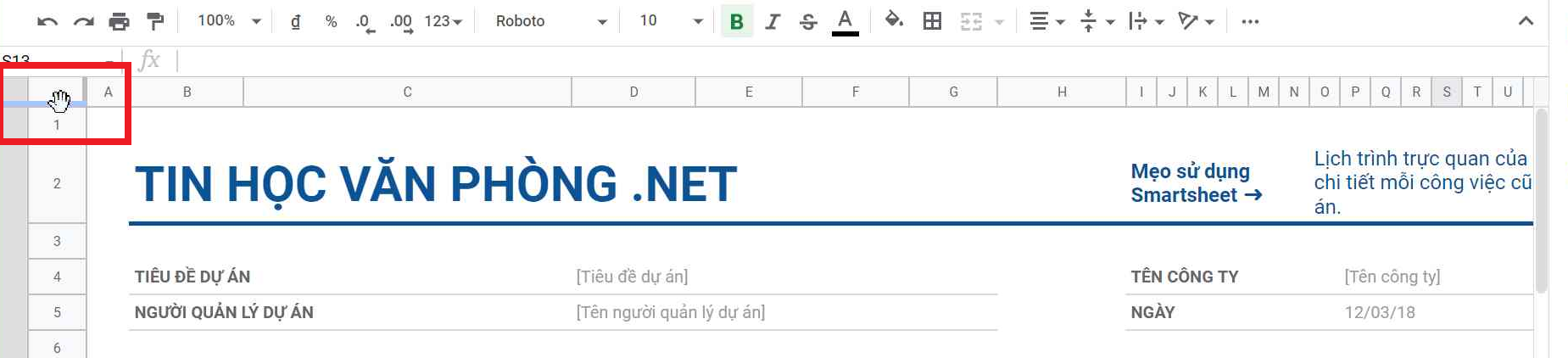 hướng dẫn cố định hàng trong google sheets