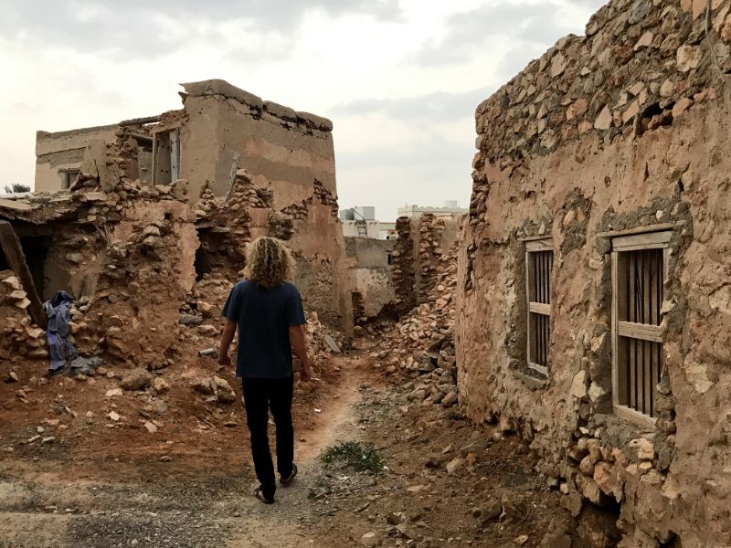 Strolling around the ruined neighbourhoods of Tiwi village oman