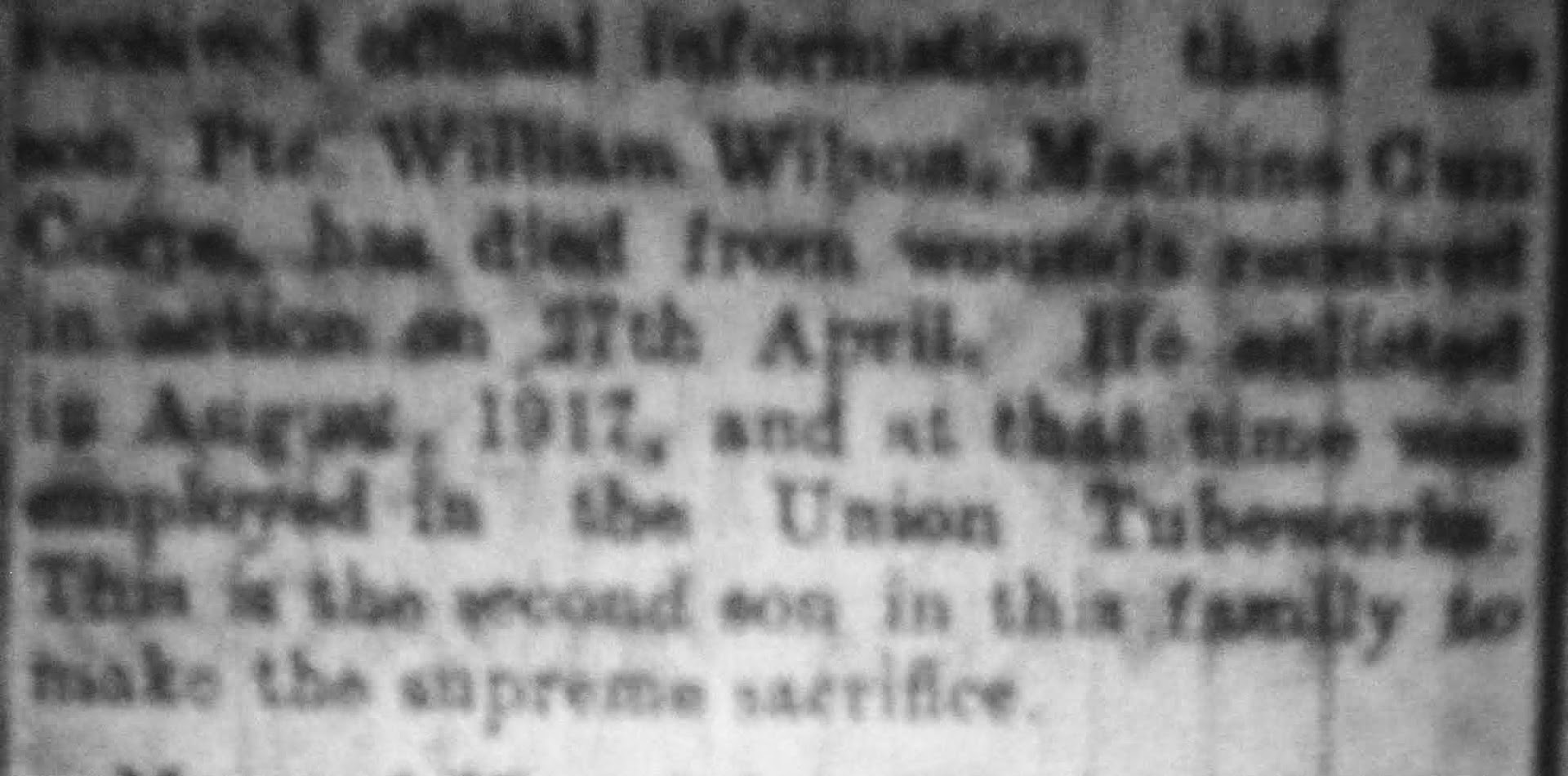 William Wilson newspaper clipping