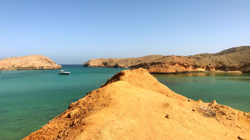 Hiking the bluffs of Al Khayran bay oman road trip