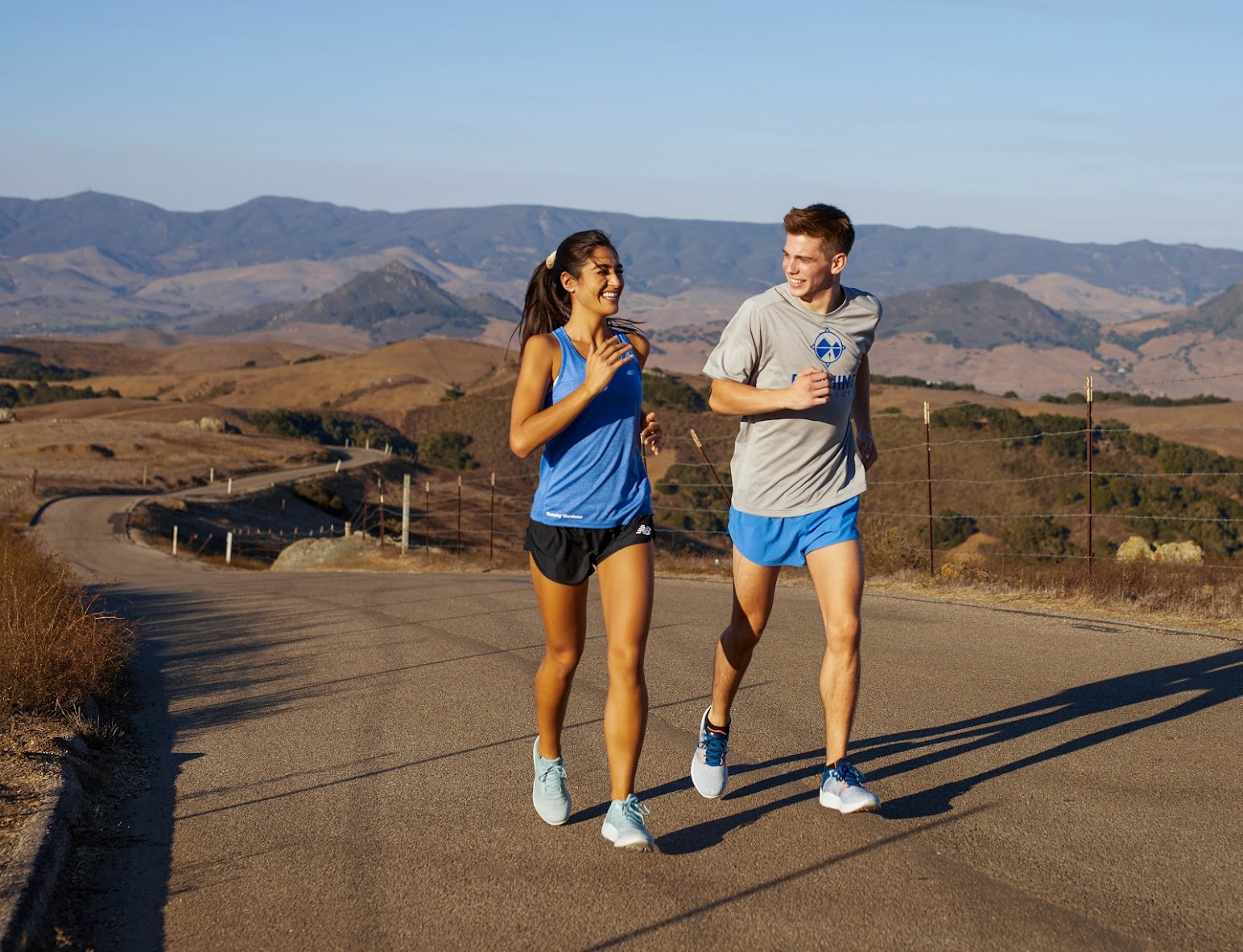 Pair of runners on the road