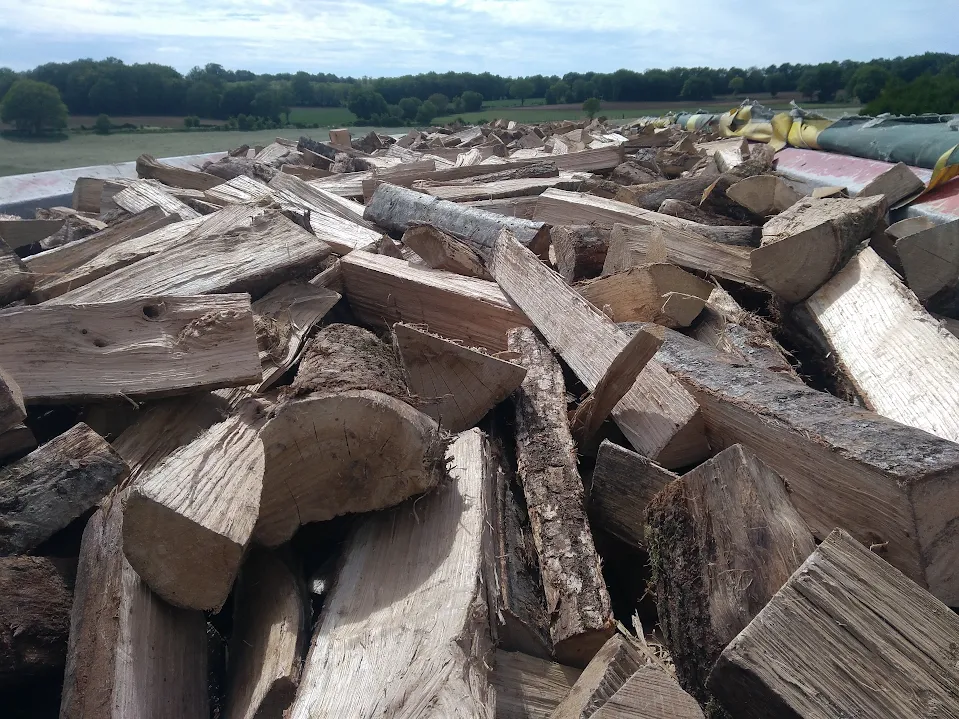 chargement de bois de chauffage en fond mouvant