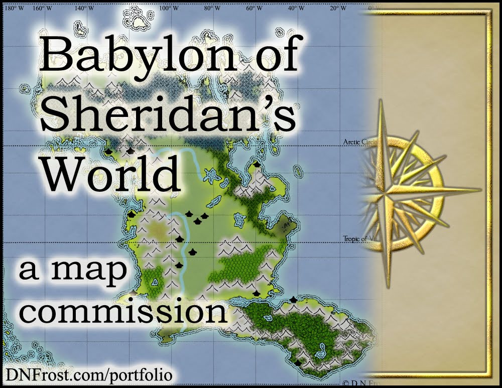 Babylon of Sheridan's World: mapping an Earth-like planet for science-fiction writer Stephen Everett www.DNFrost.com/portfolio A map commission by D.N.Frost @DNFrost13 Part 1 of a series.