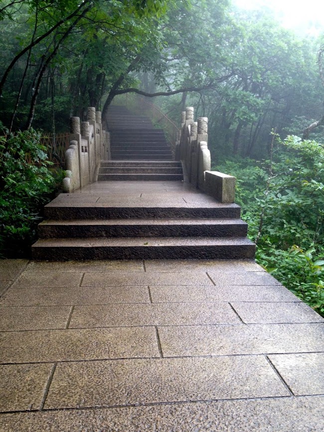 paved path on huangshan mountain 