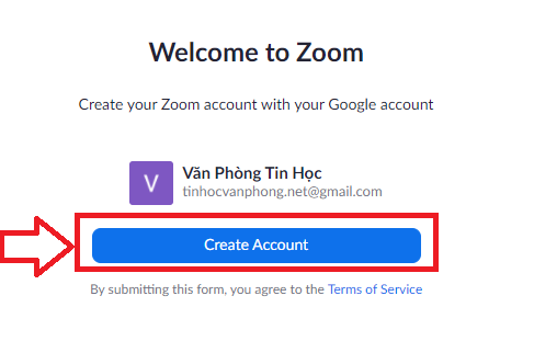 Hình ảnh này chưa có thuộc tính alt; tên tệp của nó là AM-JKLXKzgZBopbBvImH9JsxHtbcsgNeefbtXJ14zAtLRnIl6zDYFzyLrPo8V_0WhKjzmLtCf1THZRGyZ8rWwBz6gGdx7bqgw5IG_8qsp1v6-YKrnbfVkaxNQX_mqRm-t_79-Ql3iI9HLCh4quE8mi4AUXHF=w487-h332-no
Nhấn vào Create Account, để hoàn thành tạo tài khoản Zoom từ thông tin tài khoản Google(Gmail)
