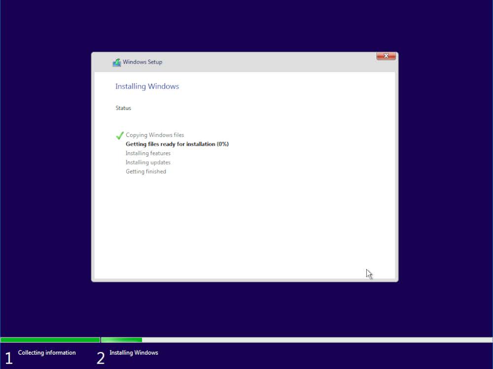The Windows 11 setup will restart, and progress normally.