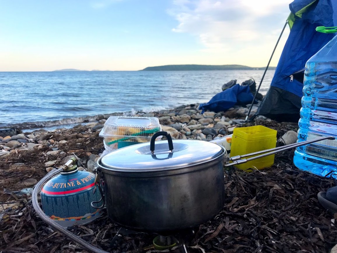 camping on beach in primorsky krai russia