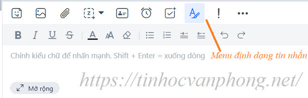 Menu định dạng tin nhắn