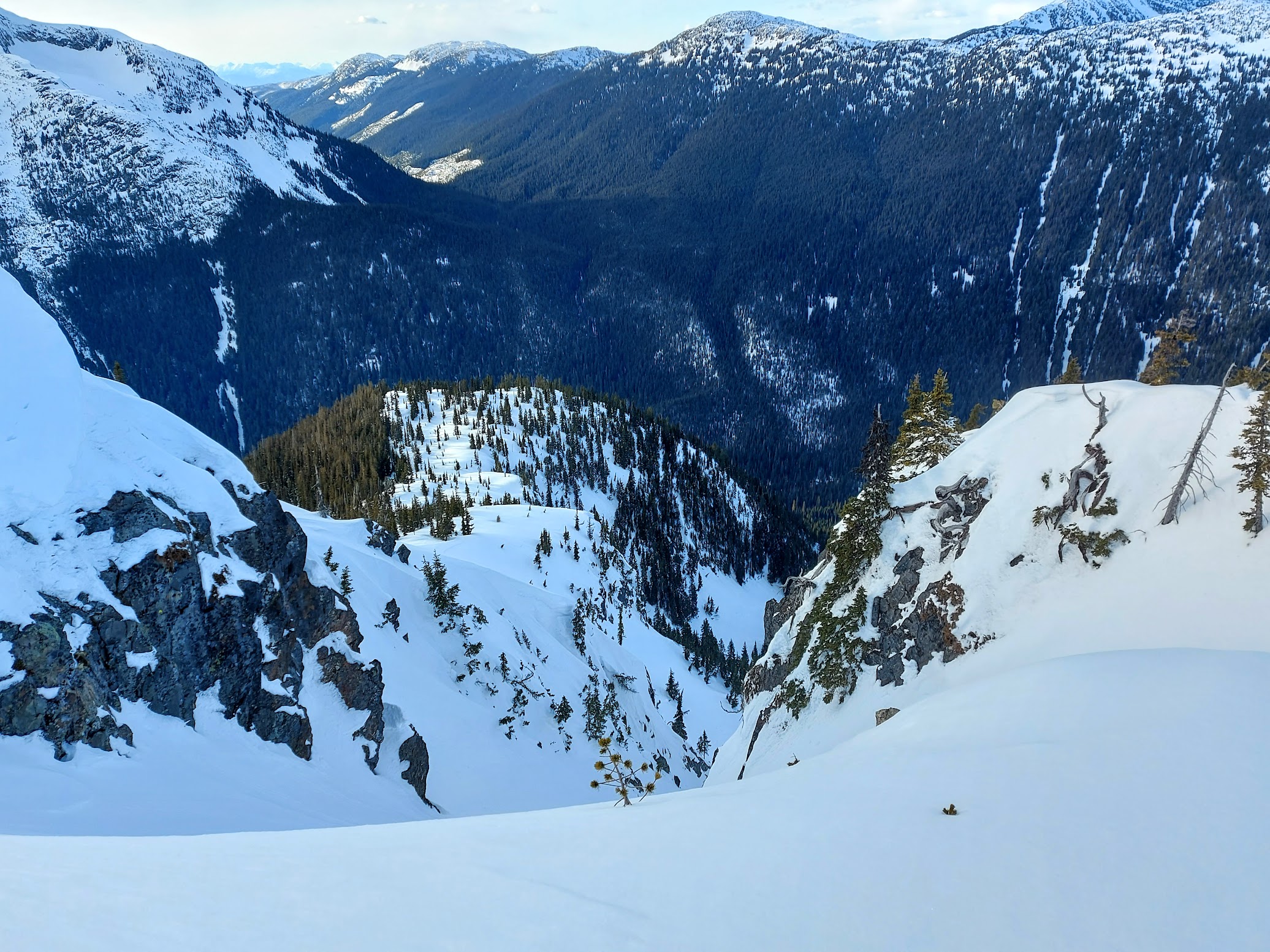 Disturbingly steep bowl coming down from Zum