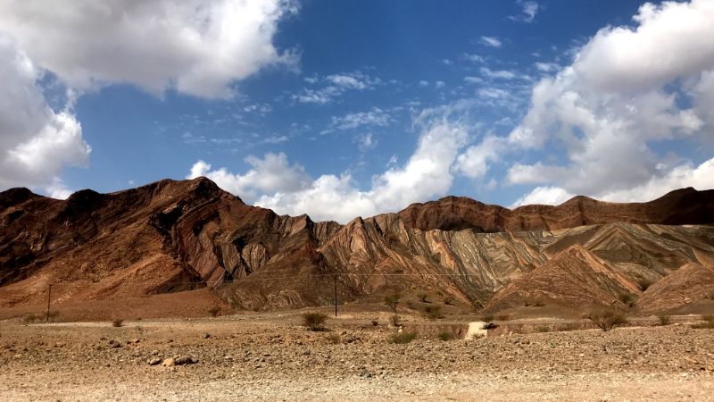 Beautifully coloured mountains wadi bani khalid oman