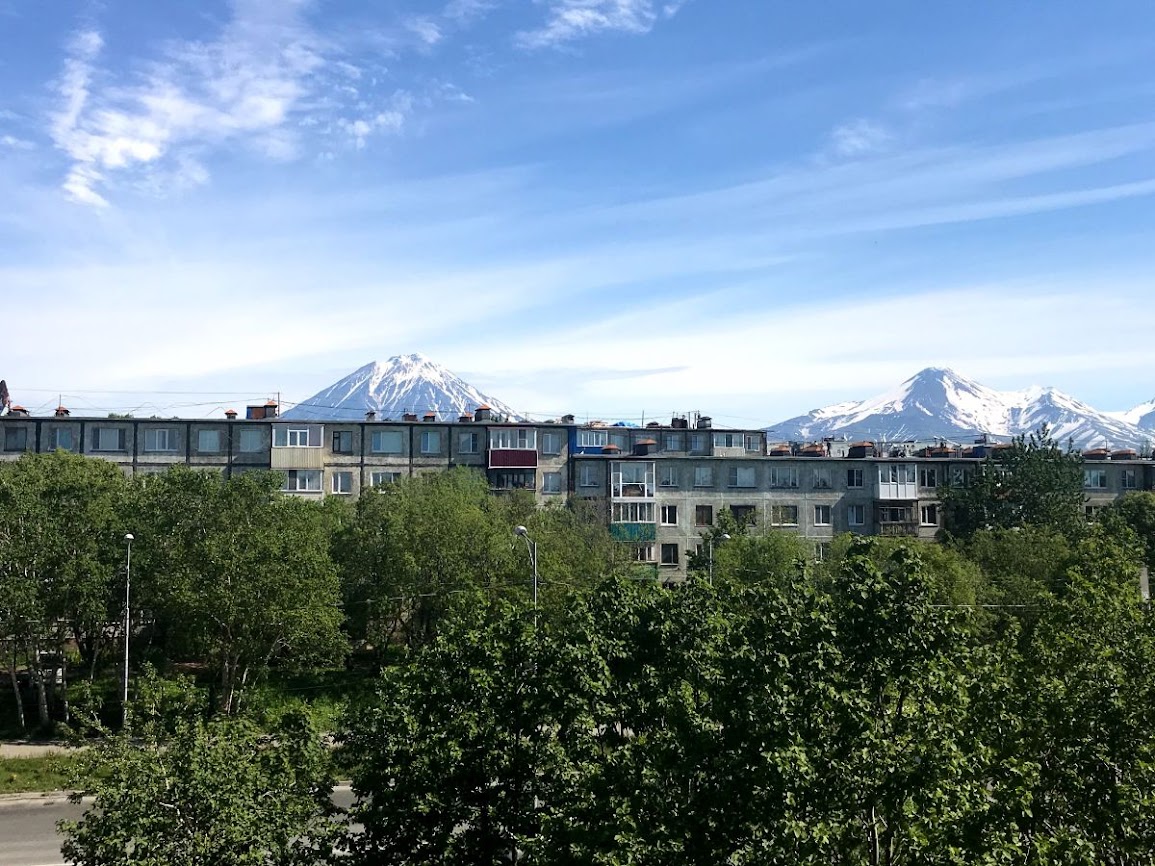 koryaksky and avachinsky volcanoes from petropavlovsk kamchatka 