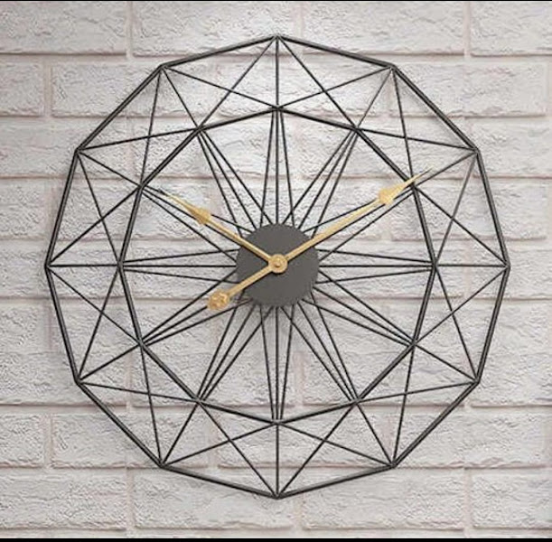 Iron Do-Decagon Shape Wall Mounted Clock 