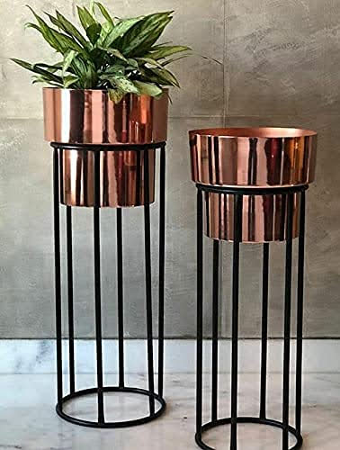 Chrome Plated Iron Planter with Powder Coated Iron Stand