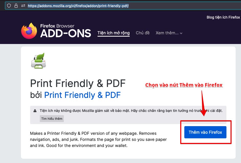 lưu trang web thành pdf trong firefox