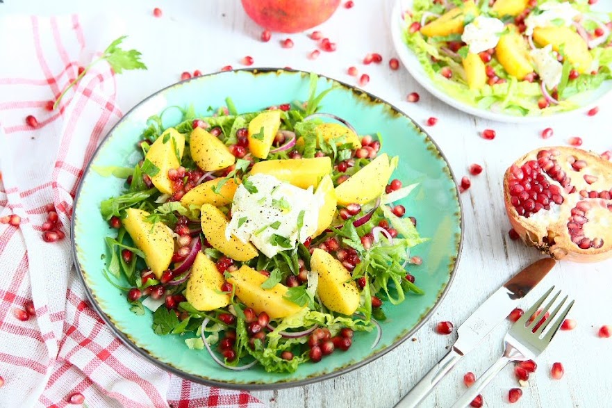 Nectarine Pomegranate Salad with Soft Goat Cheese