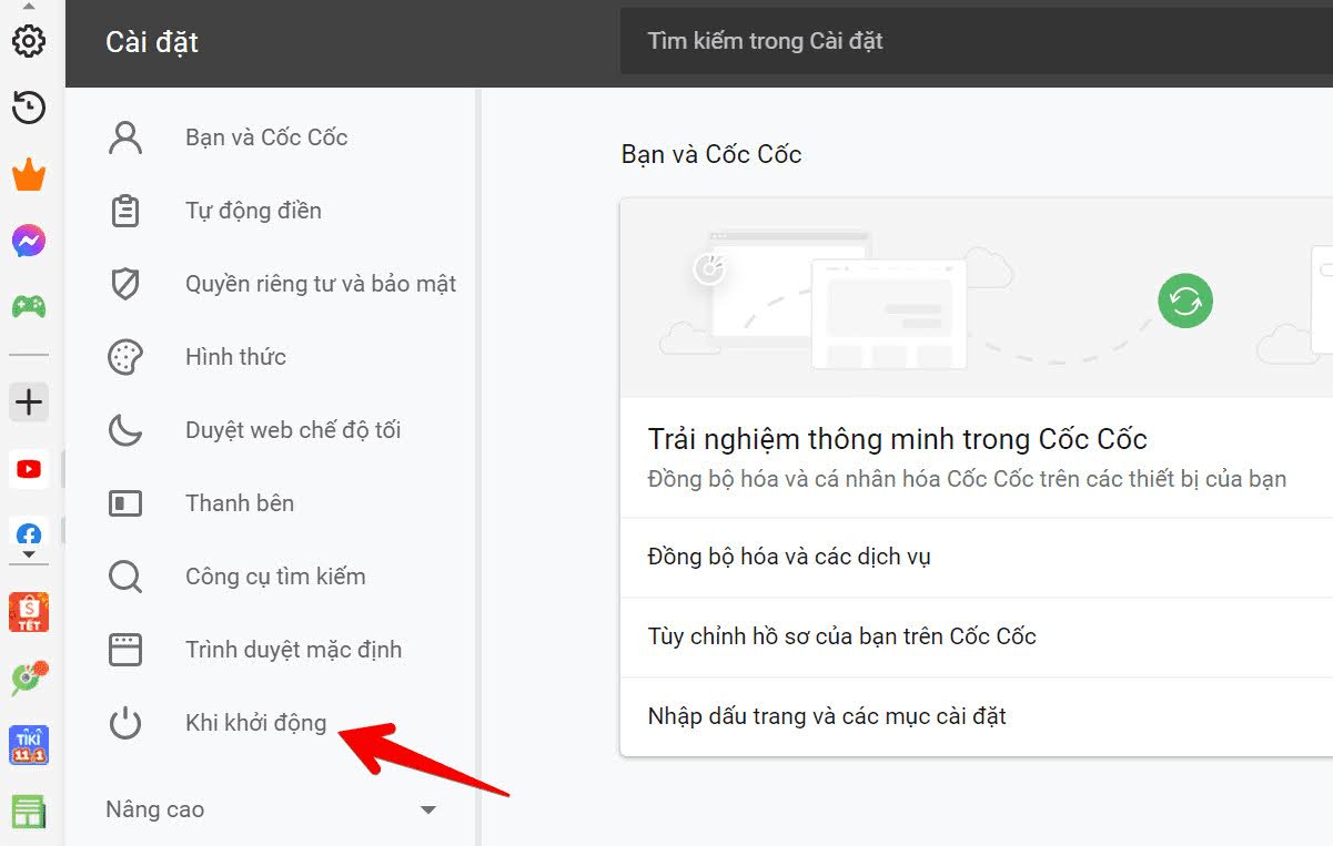 đặt google làm trang chủ trên cốc cốc