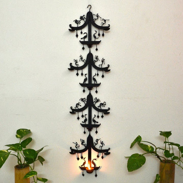 Handmade Wrought Iron Wall Hanging Candle Holder