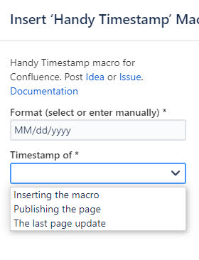 Confluence - macro - handy Timestamp