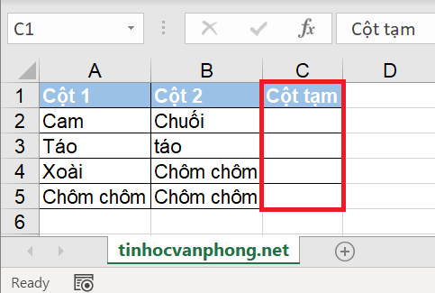 hướng dẫn so sánh 2 cột trong excel