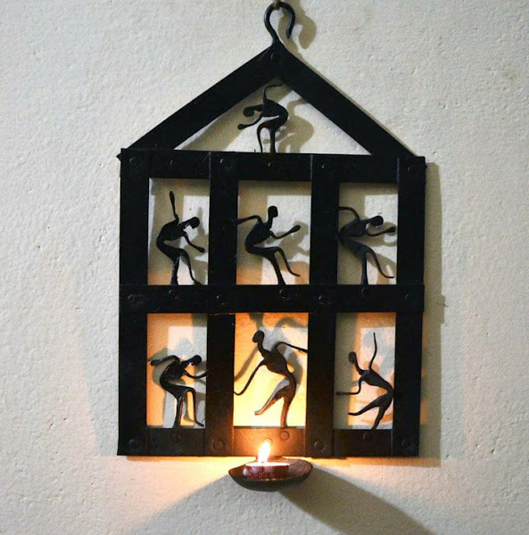 Handmade Wrought Iron Wall Hanging Candle Holder