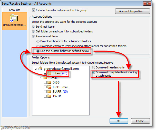 Select Download complete item including attachments option.