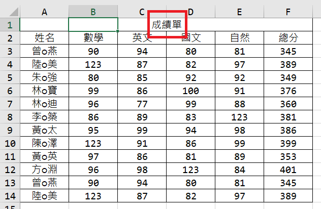 EXCEL 跨欄置中