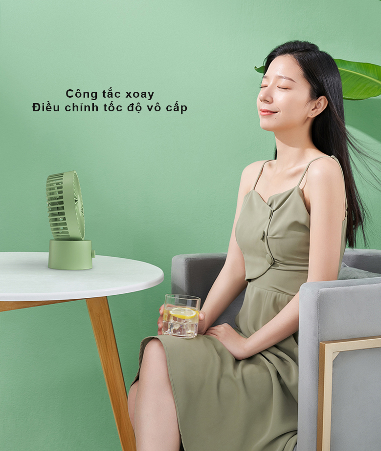 Quạt mini để bàn tích điện ZMI AF218 điều chỉnh tốc độ gió vô cấp