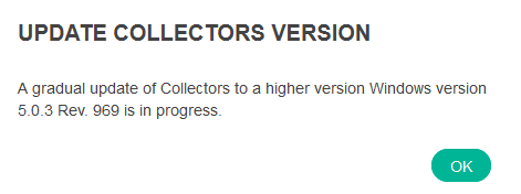 Select Update and this pop-up will be received with the proper version.