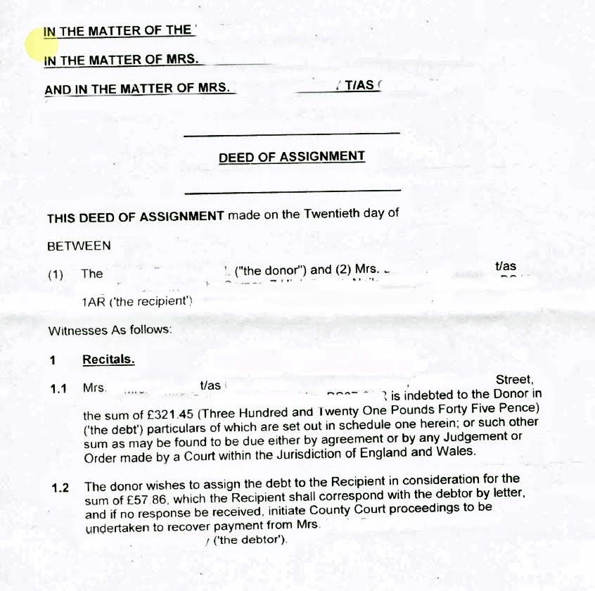 deed of assignment debt uk