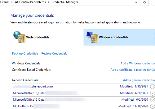 For Windows 7, this is listed under Generic Credentials section.