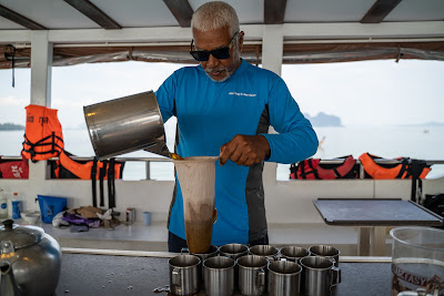 Enjoy fresh coffee while cruising into Phang Nga Bay