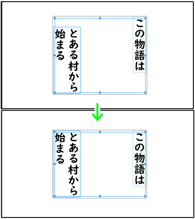 クリスタの整列・分布でテキストの配置