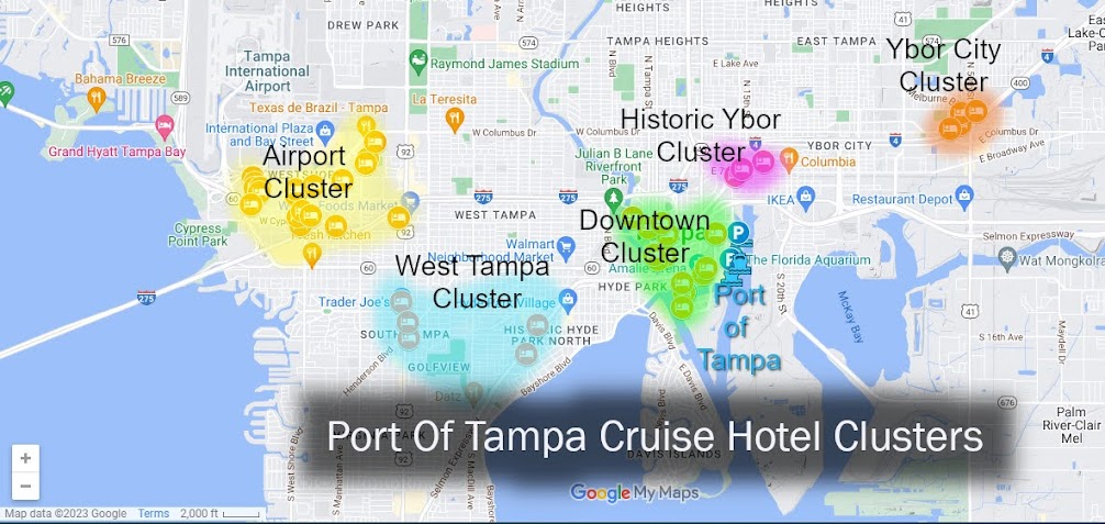 Popular Port of Tampa Bay Hotel Areas Map