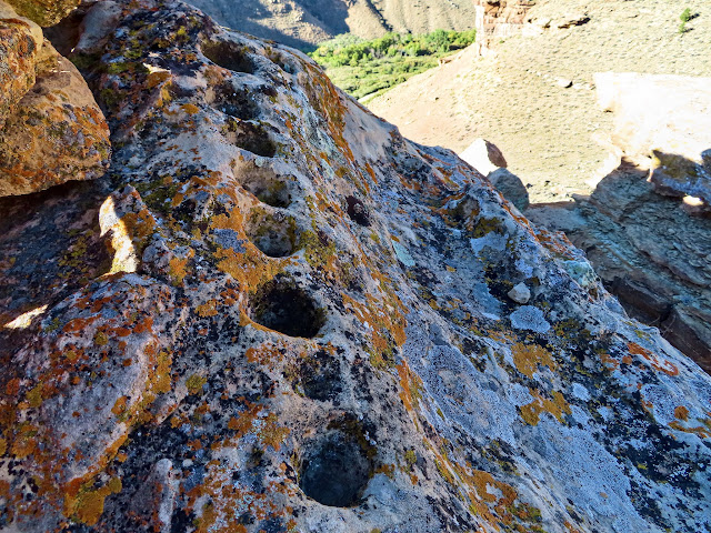 Holes drilled into the rock