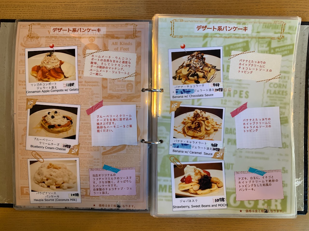 デザート系パンケーキはかなり豊富に取り揃えている。