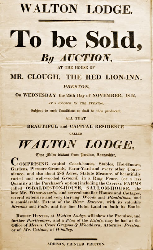 WALTON LODGE To be Sold By AUCTION in 1812