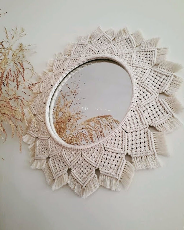 Handmade Macrame Mirror Mandala Art