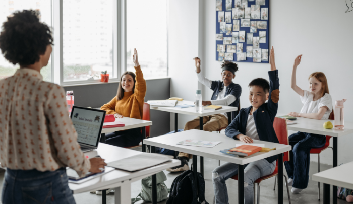 Estudantes na sala de aula