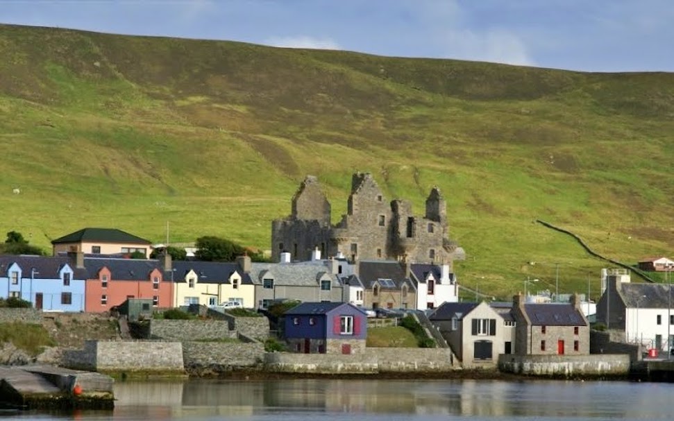 Porto Scalloway, base da operação durante a guerra