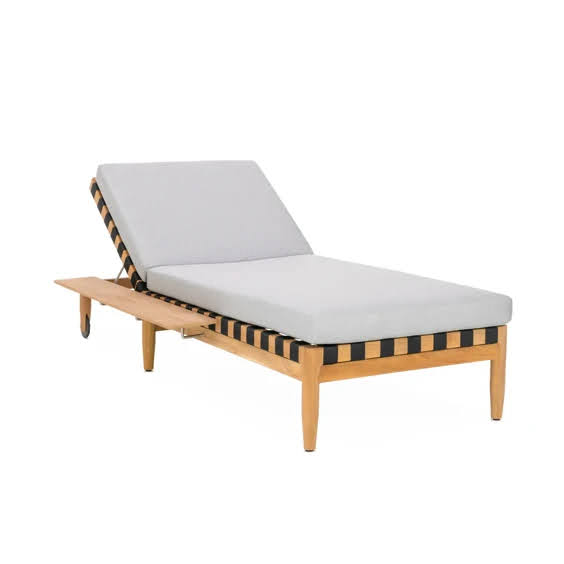 Teak sunbed with rope black color outdoor furniture
