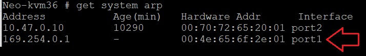 Unit 1: 169.254.0.1 ARP is updated.