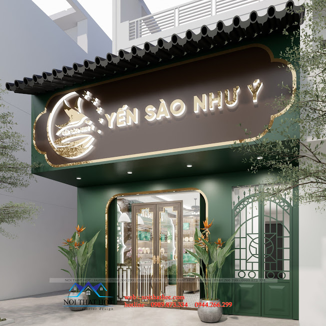 thiết kế mặt tiền cửa hàng yến sào