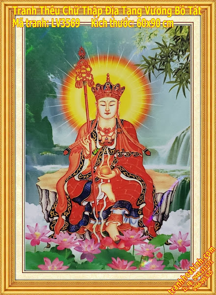 Tranh thêu chữ thập Địa tạng vương bồ tát
