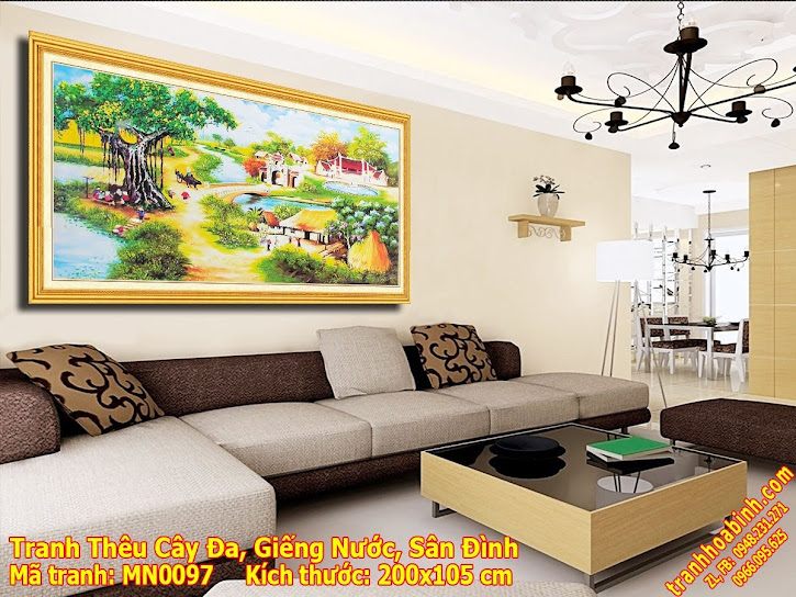 Tranh thêu chữ thập Phong Cảnh Làng Quê