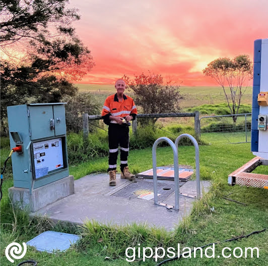 Operations and Maintenance Team Member Terry Martin at the Lake Tyers Beach Sewer Pump Station